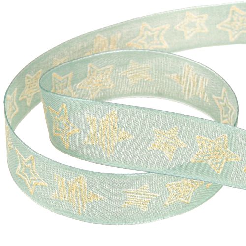 Artikel Julband stjärnor presentband turkos 25mm 18m