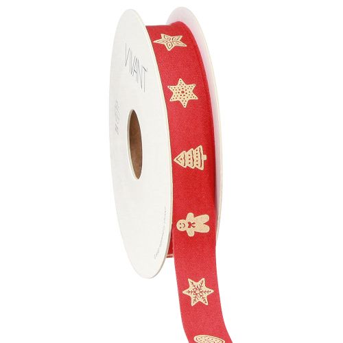 Julband i rött och krämmotiv band B15mm L15m