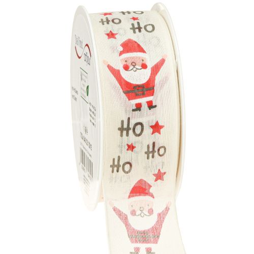 Floristik24 Julband med tomte bomullsband kräm 40mm 15m