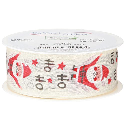 Artikel Julband med tomte bomullsband kräm 40mm 15m