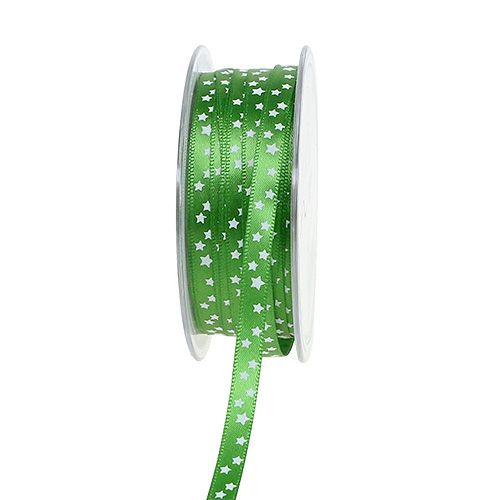 Floristik24 Julband med stjärnor grön 6mm 20m