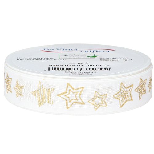Artikel Julband med stjärnmotiv vitguld 25mm 18m