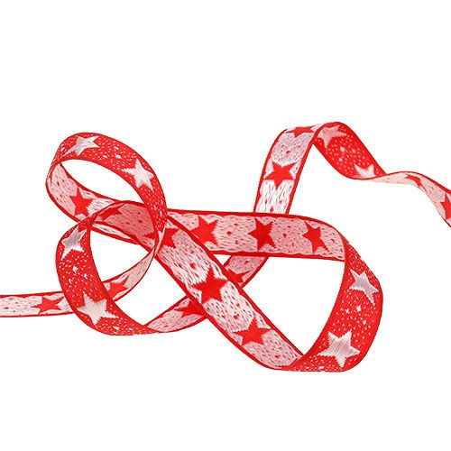 Floristik24 Julband med stjärnor röd 15mm 20m