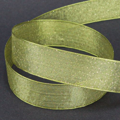 Artikel Julband med gyllene prickar, formstabilt, grönt, 25mm, 20m