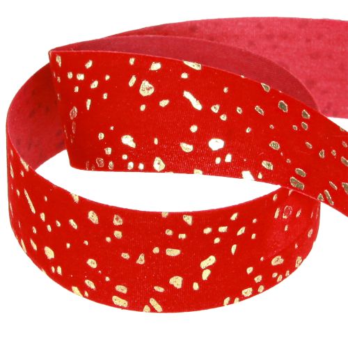 Artikel Julband med gyllene fläckar, rött, 25mm, 20m