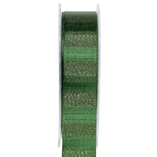 Floristik24 Julband med guldtrådar grönt 25mm 20m
