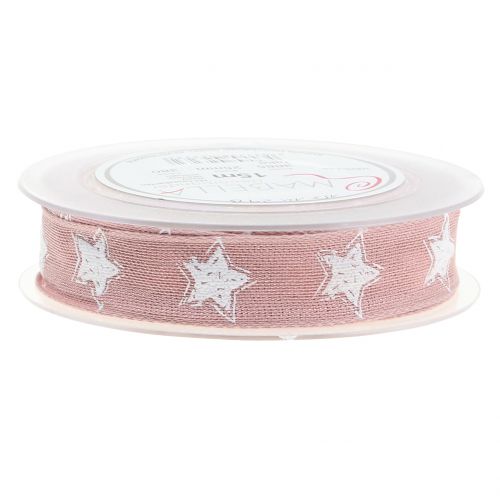 Floristik24 Julbandlinneutseende med stjärnrosa 25mm 15m