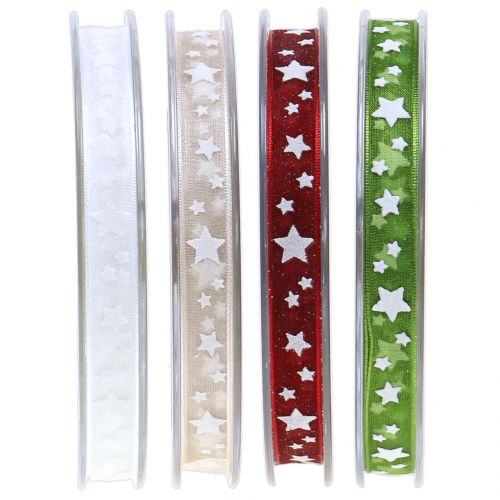 Artikel Julbandorganza med stjärnmotiv 10mm 20m