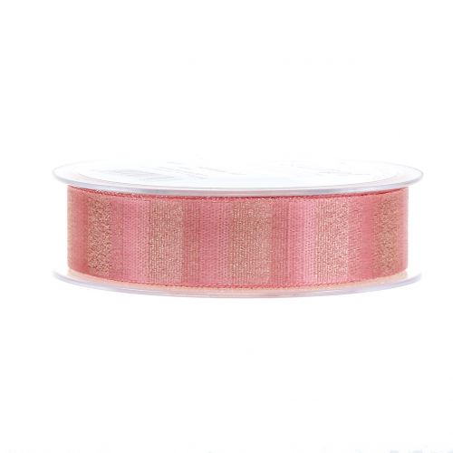 Floristik24 Julband med guldtrådar rosa 25mm 20m