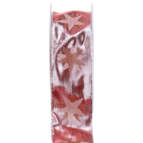 Floristik24 Julband holografiskt rosa, silver 40mm 20m