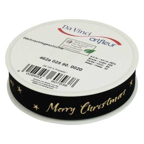 Artikel Presentband Julband svart sammetsband 25mm 20m