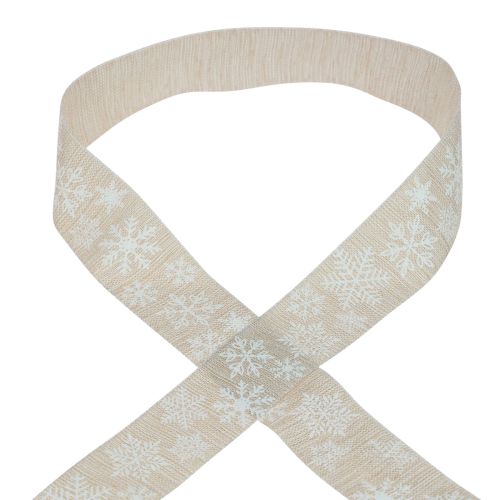 Floristik24 Julband snöflinga beige presentband 35mm 15m