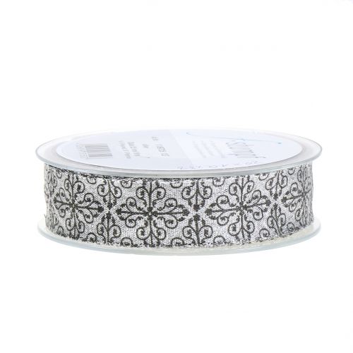 Floristik24 Julband med ornament silver 25mm 18m