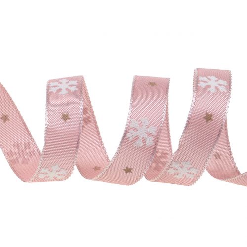 Artikel Julband med snöflinga rosa 15mm 20m