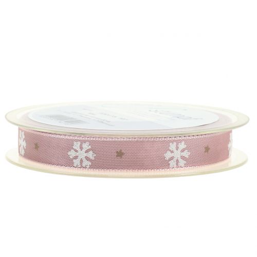 Floristik24 Julband med snöflinga rosa 15mm 20m