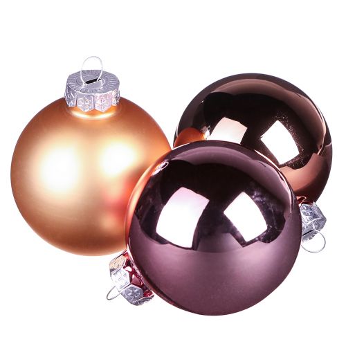 Julgranskulor aprikosrosa av glas Ø7,5cm 12 st