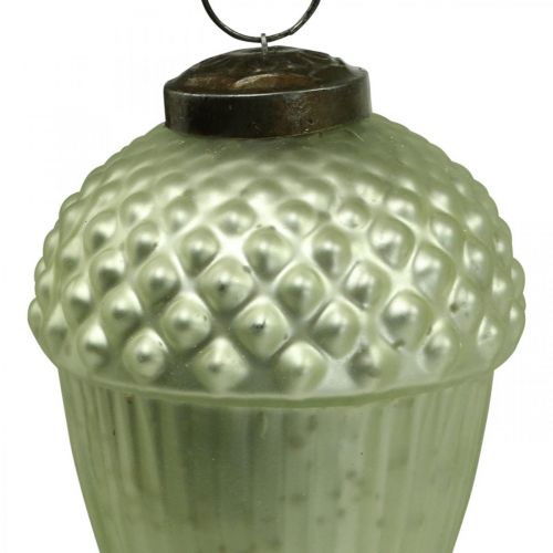 Floristik24 Julgransprydnader Acorn Glas Grön 11-14,5 cm Set om 3