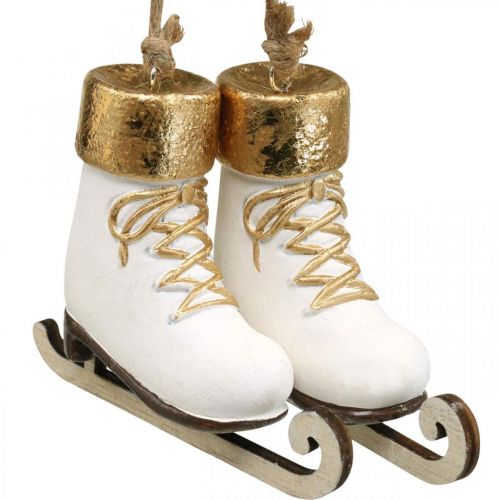 Floristik24 Julgransdekoration skridsko guld, vit 10×8×3cm 2par