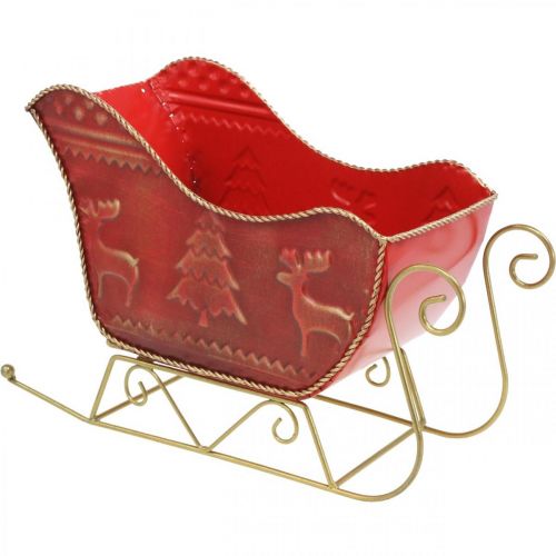 Floristik24 Juldekoration deco släde Julsläde röd/guld 30×12,5×20cm