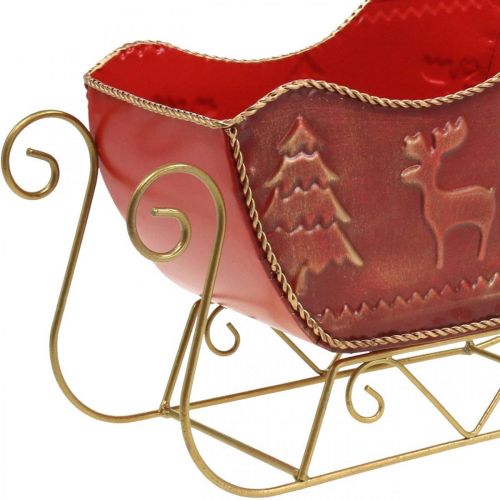 Floristik24 Juldekoration deco släde Julsläde röd/guld 30×12,5×20cm