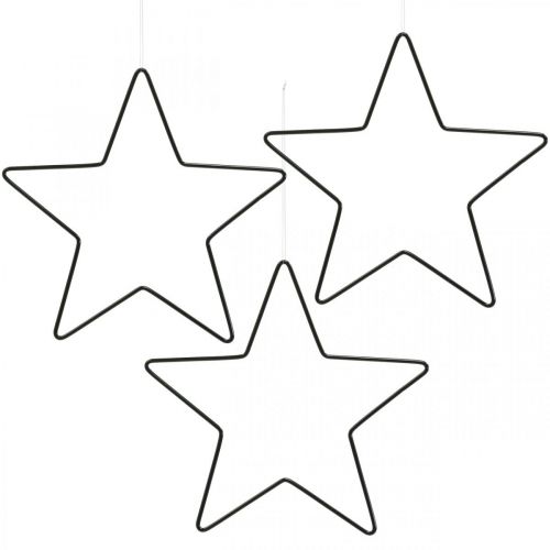 Floristik24 Juldekoration metallstjärna svart stjärnhänge 15cm 6 st