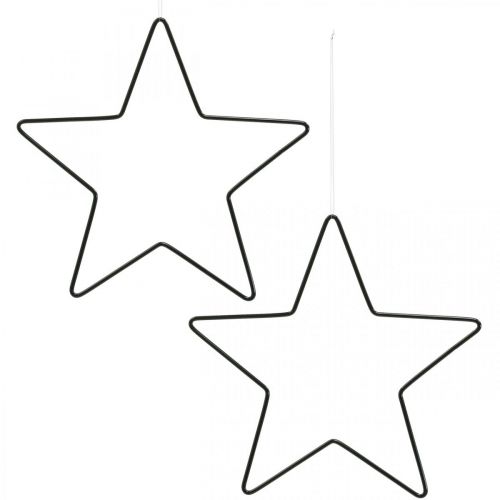 Floristik24 Juldekoration metallstjärna svart dekorativ stjärnhänge 20cm 6 st