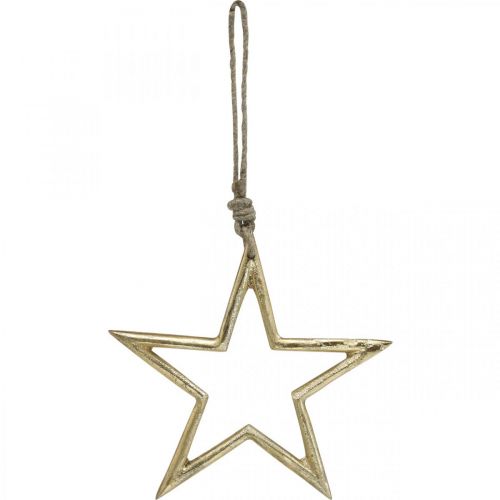 Artikel Juldekorationsstjärna, adventsdekoration, stjärnhänge Gyllene B15,5cm