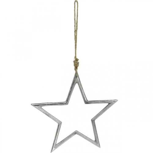 Floristik24 Juldekorationsstjärna, adventsdekoration, stjärnhänge silver B24,5cm