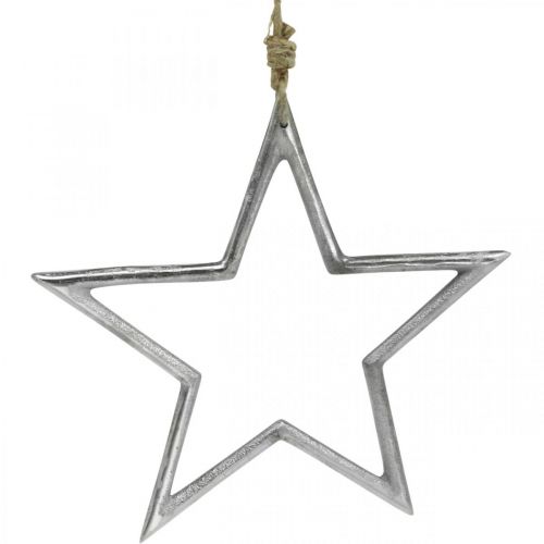 Juldekorationsstjärna, adventsdekoration, stjärnhänge silver B24,5cm