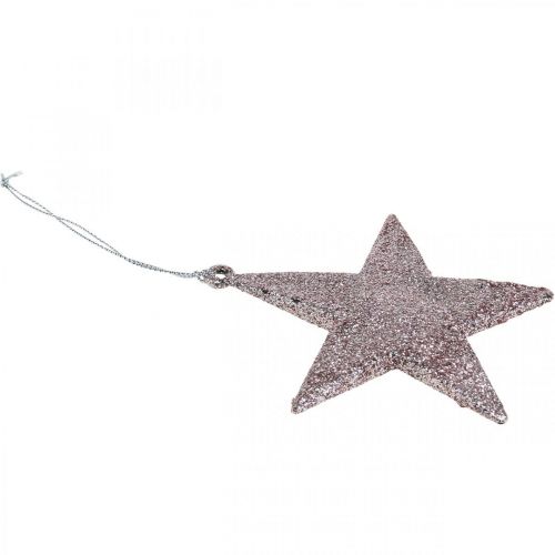 Floristik24 Juldekoration stjärnhäng rosa glitter 10cm 12st