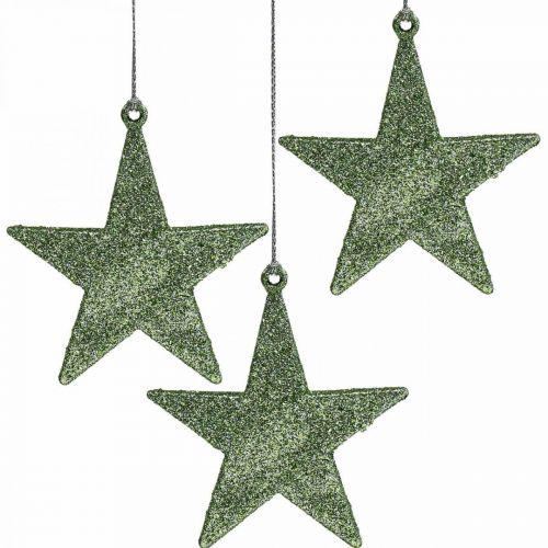 Floristik24 Juldekoration stjärnhänge mintglitter 10cm 12st