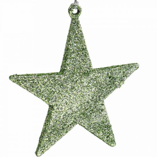 Floristik24 Juldekoration stjärnhänge mintglitter 10cm 12st