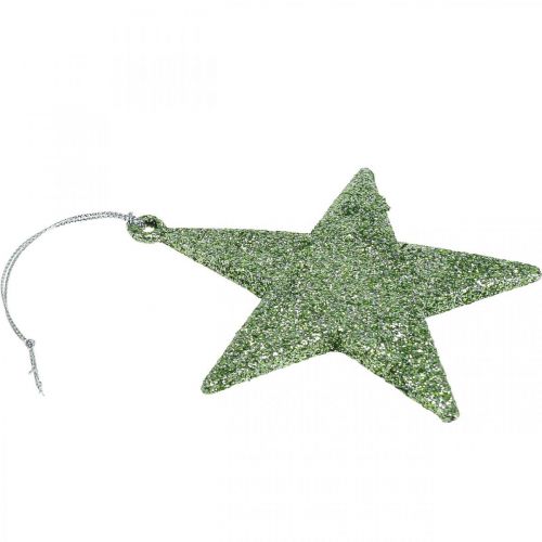 Floristik24 Juldekoration stjärnhänge mintglitter 10cm 12st