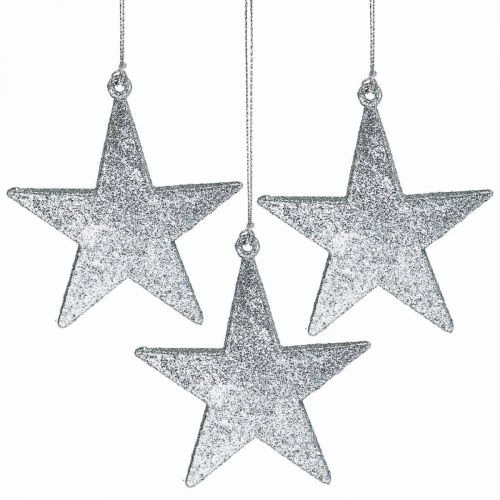 Floristik24 Juldekoration stjärnhäng silver glitter 9cm 12st
