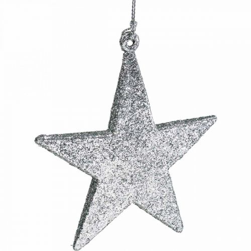 Artikel Juldekoration stjärnhäng silver glitter 9cm 12st