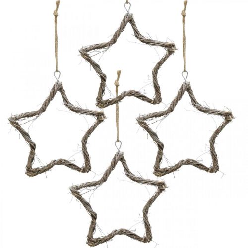 Juldekoration stjärnalmsstjärnor att hänga vittvättad 20cm 4st