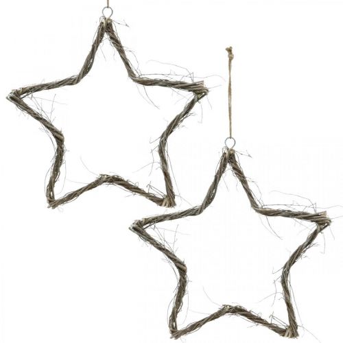 Juldekoration stjärnfönsterdekor tvättad vit alm Ø40cm 2st
