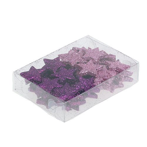 Floristik24 Juldekorationsstjärna 2,5cm glimmerrosa, lila 48 st