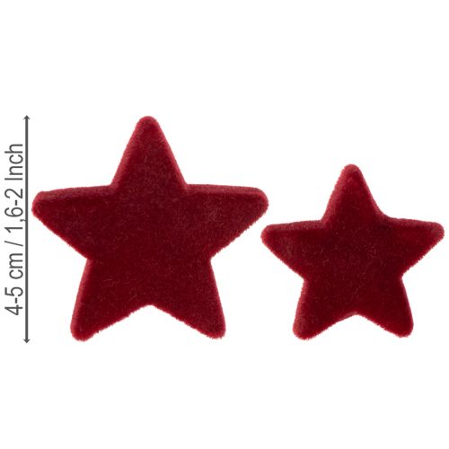 Juldekorationer, stjärnor, Bordeaux flockad, borddekoration, 4-5 cm, 40 stycken | Floristik24.se