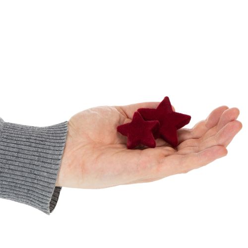 Juldekorationer, stjärnor, Bordeaux flockad, borddekoration, 4-5 cm, 40 stycken | Floristik24.se
