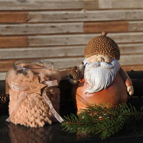 Artikel Juldekoration lykta glas fuskpäls H12cm Ø9,5cm 3st