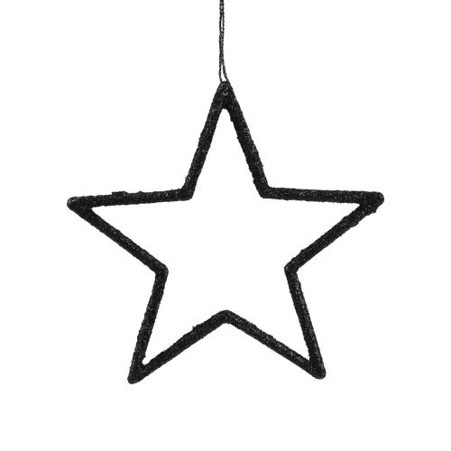 Artikel Juldekoration stjärnhänge svart glitter 12cm 12 st