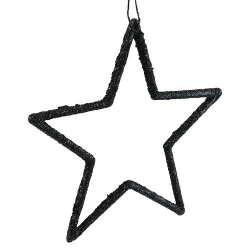 Artikel Juldekoration stjärnhänge svart glitter 12cm 12 st