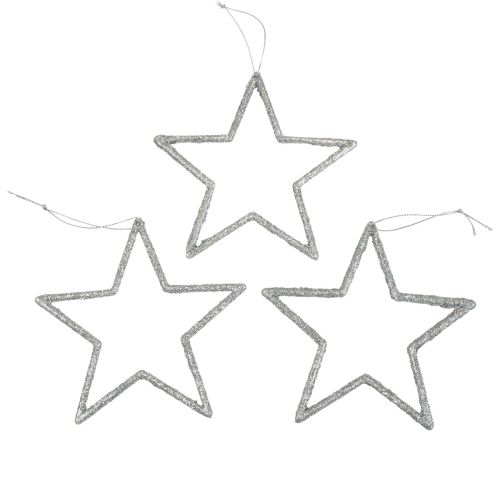Artikel Juldekoration stjärnhäng silver glitter 12cm 12 st