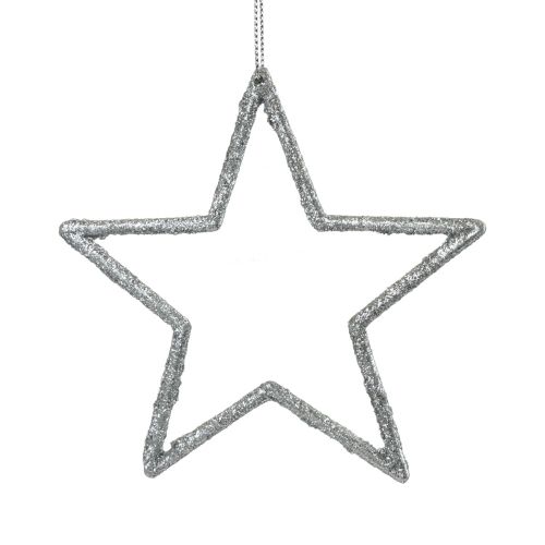Artikel Juldekoration stjärnhäng silver glitter 12cm 12 st