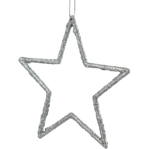 Artikel Juldekoration stjärnhäng silver glitter 12cm 12 st