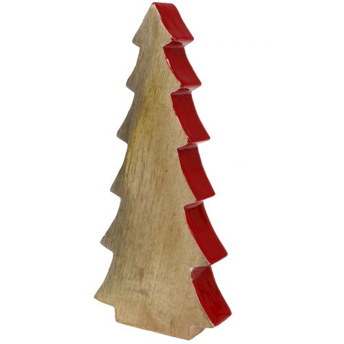 Juldekoration granträd träröd, naturlig 28cm