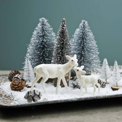 Floristik24 Julgran silver med glitter 6st