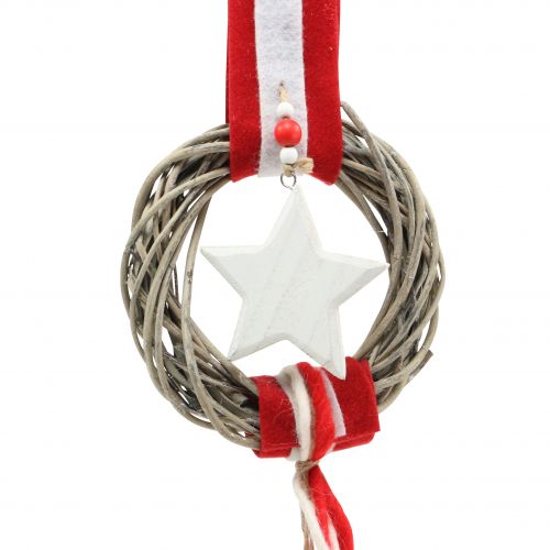 Artikel Julfönsterkrans att hänga röd, vit Ø20cm L98cm