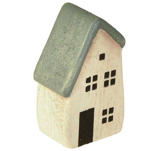 Artikel Julby trähus granar gröna och vita 5-8 cm set om 6